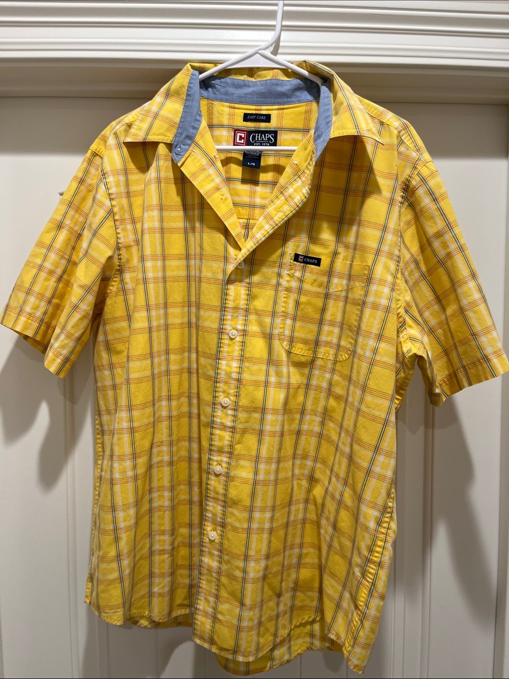 Chaps Yellow Plaid Short-Sleeve Button-Down Shirt